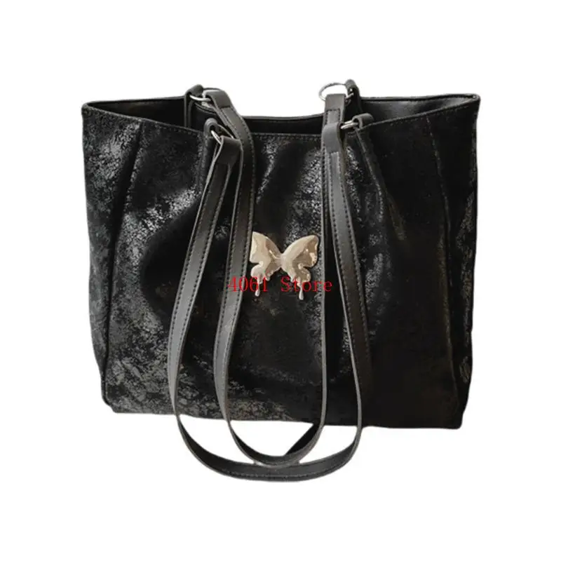 حقيبة يد نسائية على شكل فراشة للإبط من جلد البولي يوريثان، حقيبة كتف بلون سادة، حقيبة تحت الإبط بسعة كبيرة للاستخدام اليومي