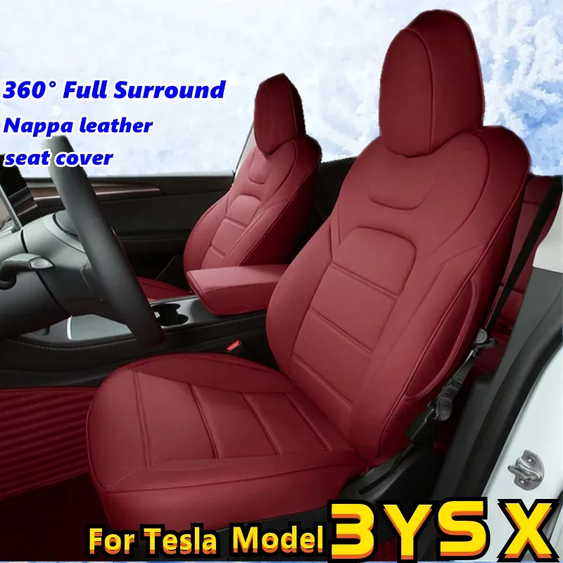 

For Tesla Model 3 Y S Car Seats Cover Nappa Leather Full Surround Style Factory Wholesale Price Customized Interior Accessories