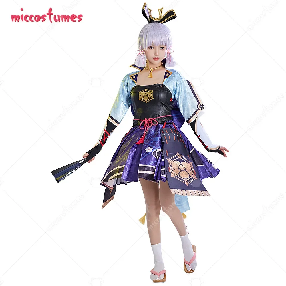 

Miccostumes Women's Ayaka Cosplay Costume Dress with Socks and Corset