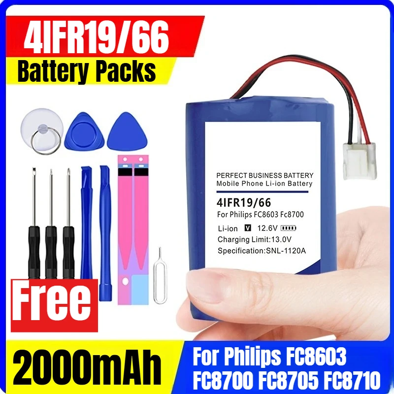 

2000mAh 4IFR19/66 Battery for Philips FC8603 FC8700 FC8705 FC8710 Battery