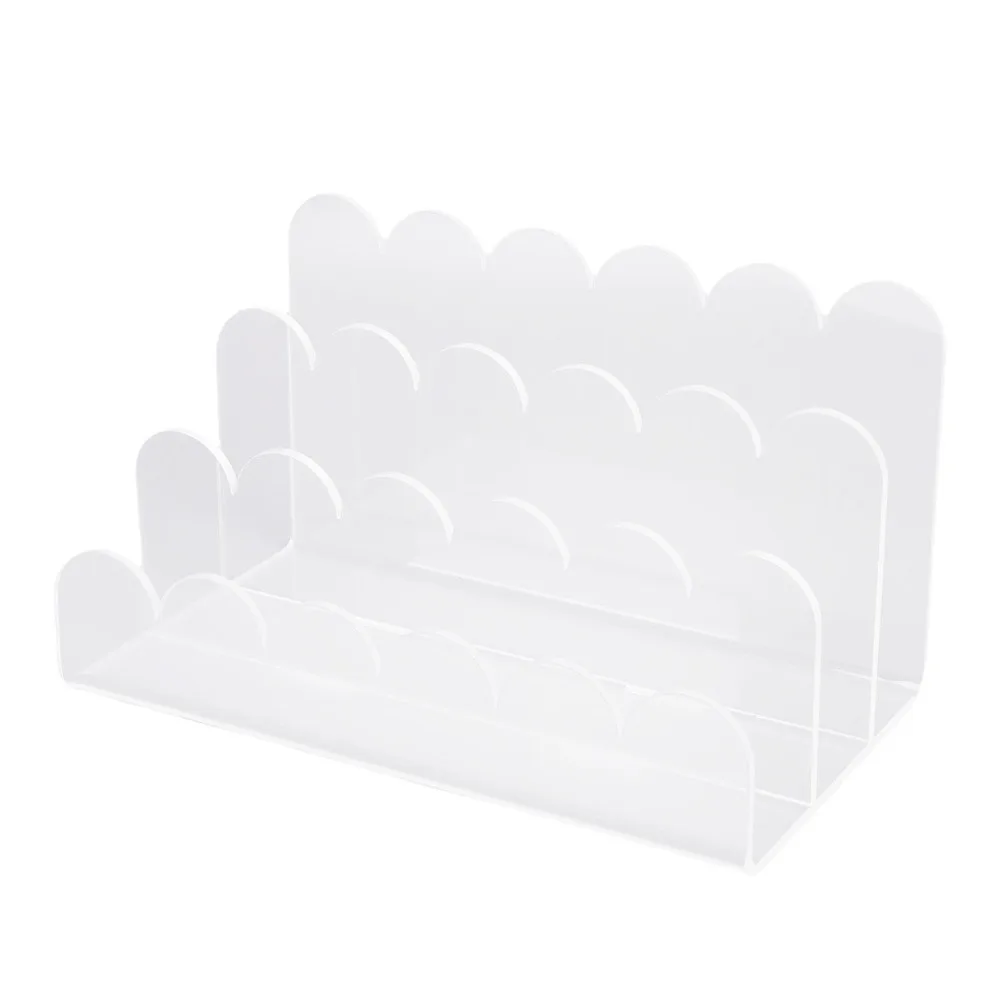 Practical 3 Compartments Acrylic Mail Organizer Scalloped Design Vertical Storage Letter Sorter Document Sorter For Home Office