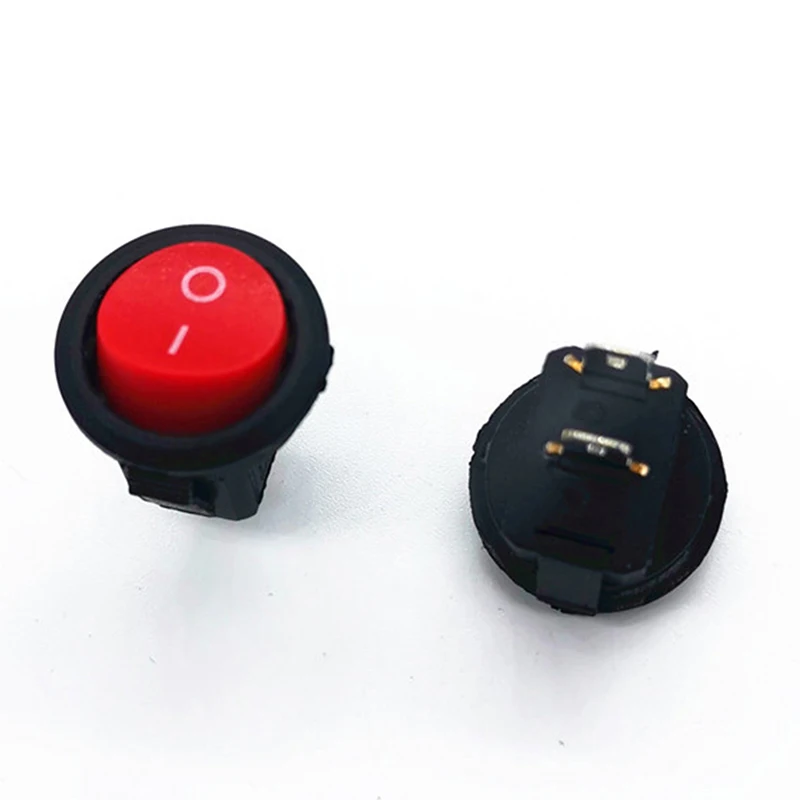 New 10pcs KCD11 Diameter Small Round Boat Rocker Switches Black Mini Round Black White Red 2 Pin ON-OFF Rocker Switch