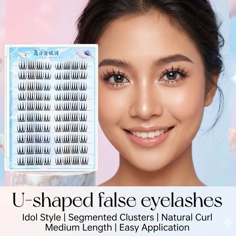 Korean Girl Group Inspired U-Shaped False Eyelashes Thin Film Natural Looking Bare Makeup Effect for Women W8V6