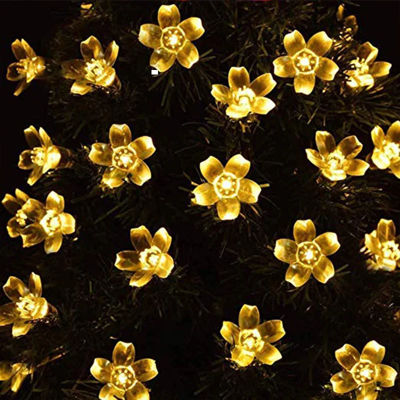 Lotus-Solar Luzes LED String para Ao Ar Livre, Flores De Cerejeira, Festa De Casamento, Jardim De Natal, Casa De Fadas, Decoração Do Pátio