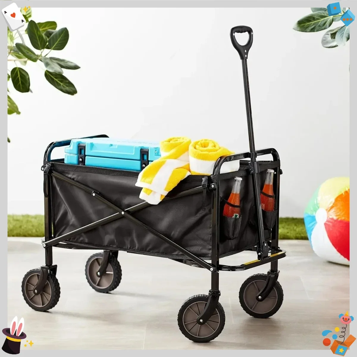 

Heavy Duty Folding Wagon Cart, 265LBS Utility Cart for Camping, Gardening, Grocery Shopping, Outdoor Sports & Travel