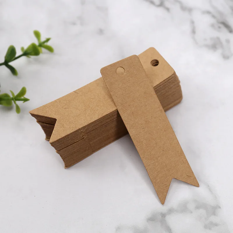 50-100pcs 7x2cm White Kraft Paper Tags Blank Handmade Gift Hang Tag Labels Jewelry Box Card Bags Packing Decoration DIY Craft