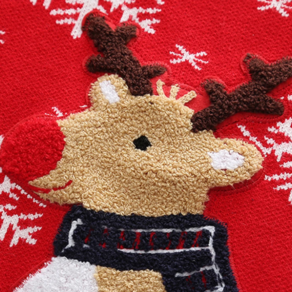 Children Pullover Sweater Knitwear Long Sleeved Casual Tops Kids Christmas Reindeer Autumn Winter Clothes for Baby Girls Boys