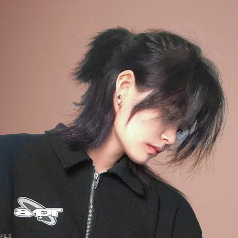 ذيل الذئب الساموراي تصفيفة الشعر اليابانية محايدة البوري هيربيسي شعر مستعار كامل للرجال والنساء هيربيسي الاصطناعية