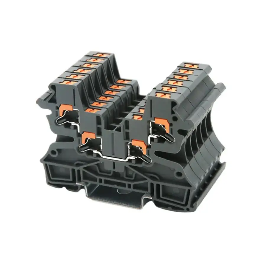 

60pcs PTV4-QUATTRO 4m㎡ Side Contact Push-in(two in two out) Spring Connection Din Rail Terminal Block Approved by U/L CE RoHS