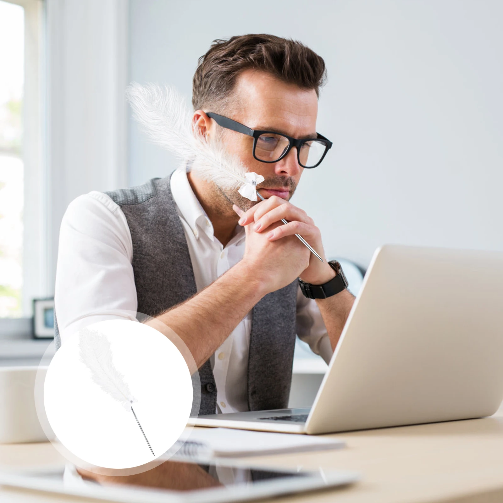 

Signing Pen Men's Luxury Reception Guest Bridal Fancy Book Pens Writing Giant Plume Stainless Steel Banquet