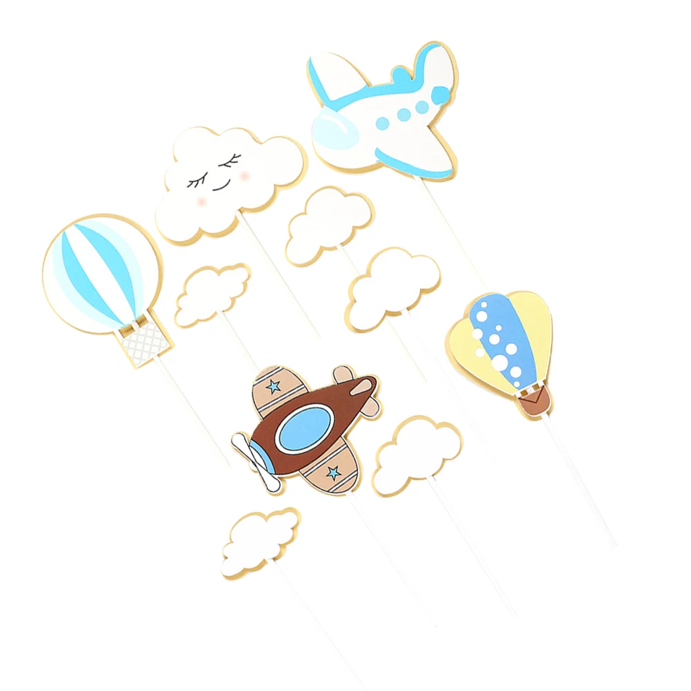 

20pcs Birthday Cake Decoration Set Hot Air Balloon Airplane Picks for Desserts Party Decorations
