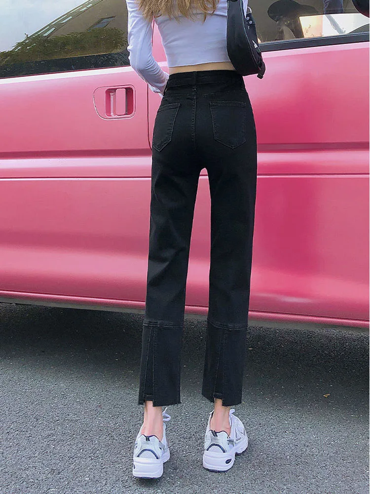 Vintage slanke mode enkellange jeans dames casual streetwear retro denim broek recht hoog getailleerde rechte vaqueros