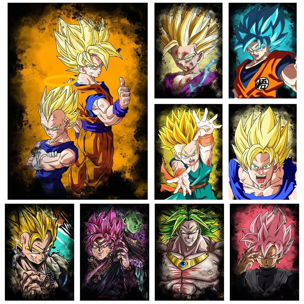 

Posters Anime Dragon Ball Peripheral Upper Body Figures Broli Goku Canvas Painting Wall Art Mural for Living Room Decor Gifts