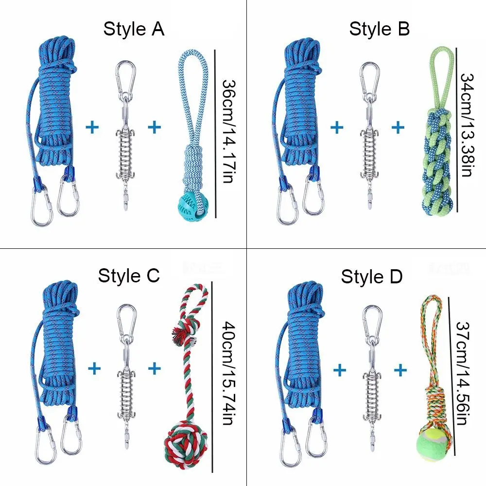 Bite Resistant Dog Spring Pole Toys Cotton Rope 5M Dog Teething Dog Spring Pole Toys Tug Hanging Exercise Cotton Rope