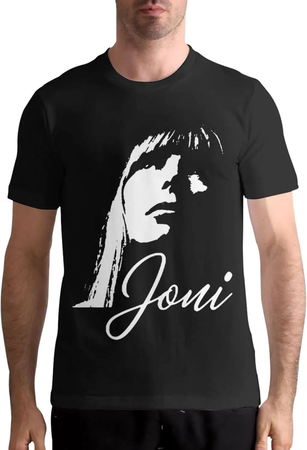 Joni Musics Mitchell Shirt Men's T-Shirt Classic Short Sleeve Top Fashion Tee Black