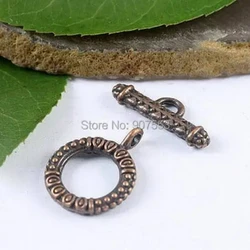 10sets Antiqued Copper Tone Studded Round Toggle Clasps H1925 Beads for Jewelry Making