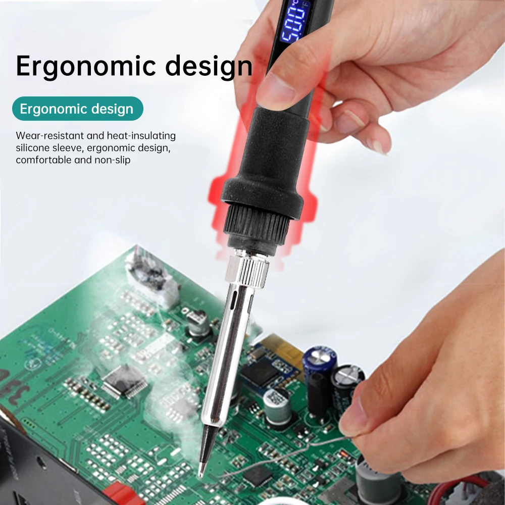 AC110V/220V Soldering Iron Kit 80W Adjustable Temperature LCD Solder Welding Tools cervical Heater Welding Repair Hand Tool