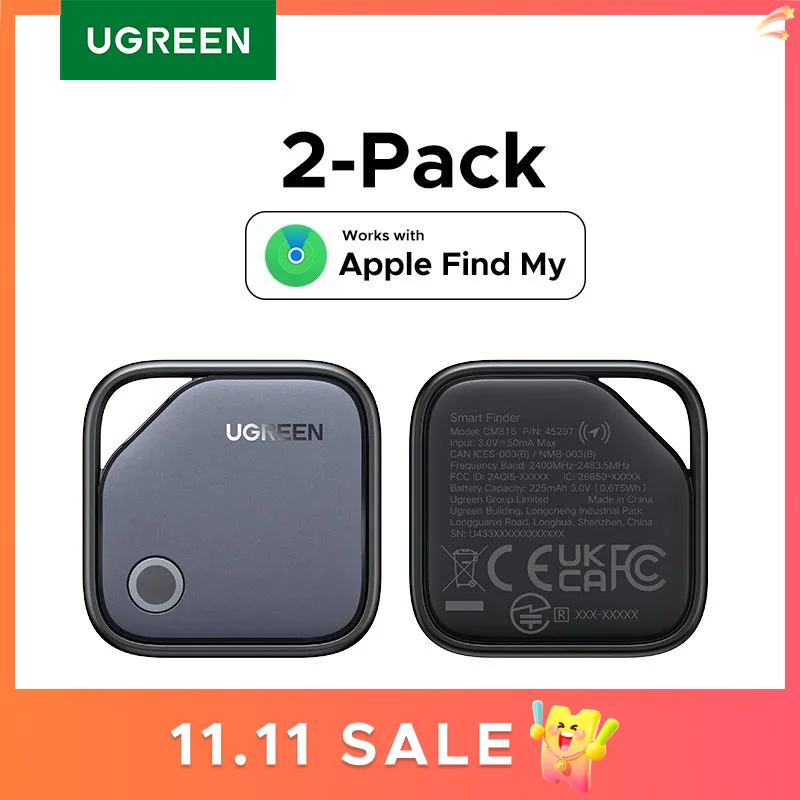Immagine di UGREEN Smart Tag Localizzatore Bluetooth, Localizzatore chiavi Localizzatore di oggetti SmartTag Batteria fino a 2 anni per iPhone Apple Trova mio (solo IOS)