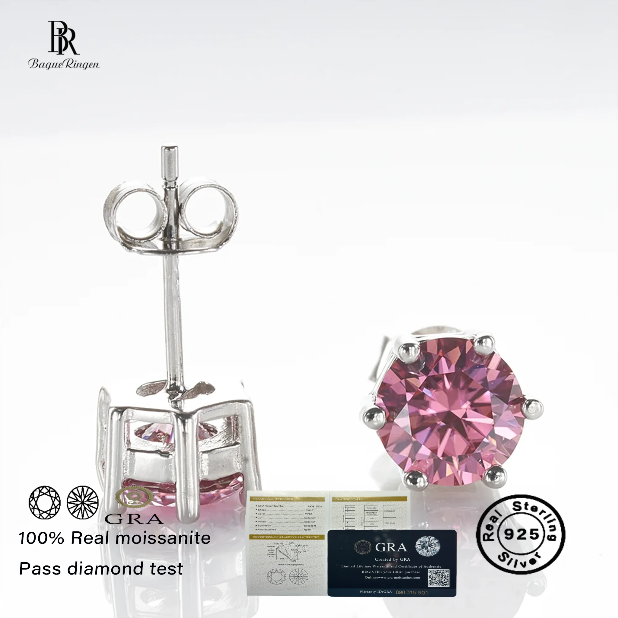 

Серьги-гвоздики из стерлингового серебра 925 пробы, круглая бриллиантовая огранка VVS1, розовый, желтый цвет, муассанит, тест, пройденный бриллиант для женщин, подарок для свиданий