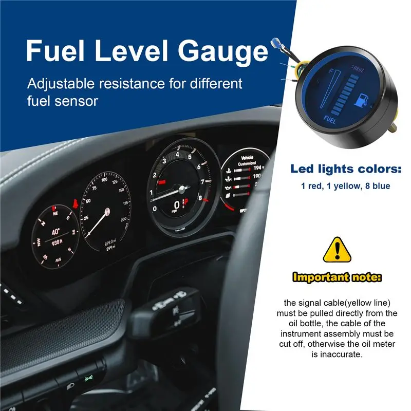24V 2 Inch 52Mm Universal Car Motorcycle Fuel Level Meter Gauge LED Light Display Fuel Tank Gauge Boat Truck RV-A99D - view 2