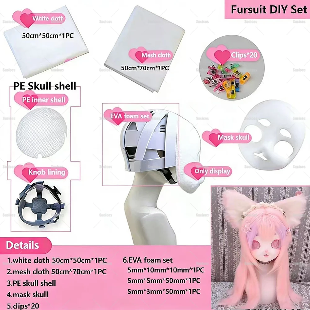 Fursuit Kigurumi Head Base DIY Foam Animal Skull Furry Cosplay Headwear Costume Halloween Carnival Accessories