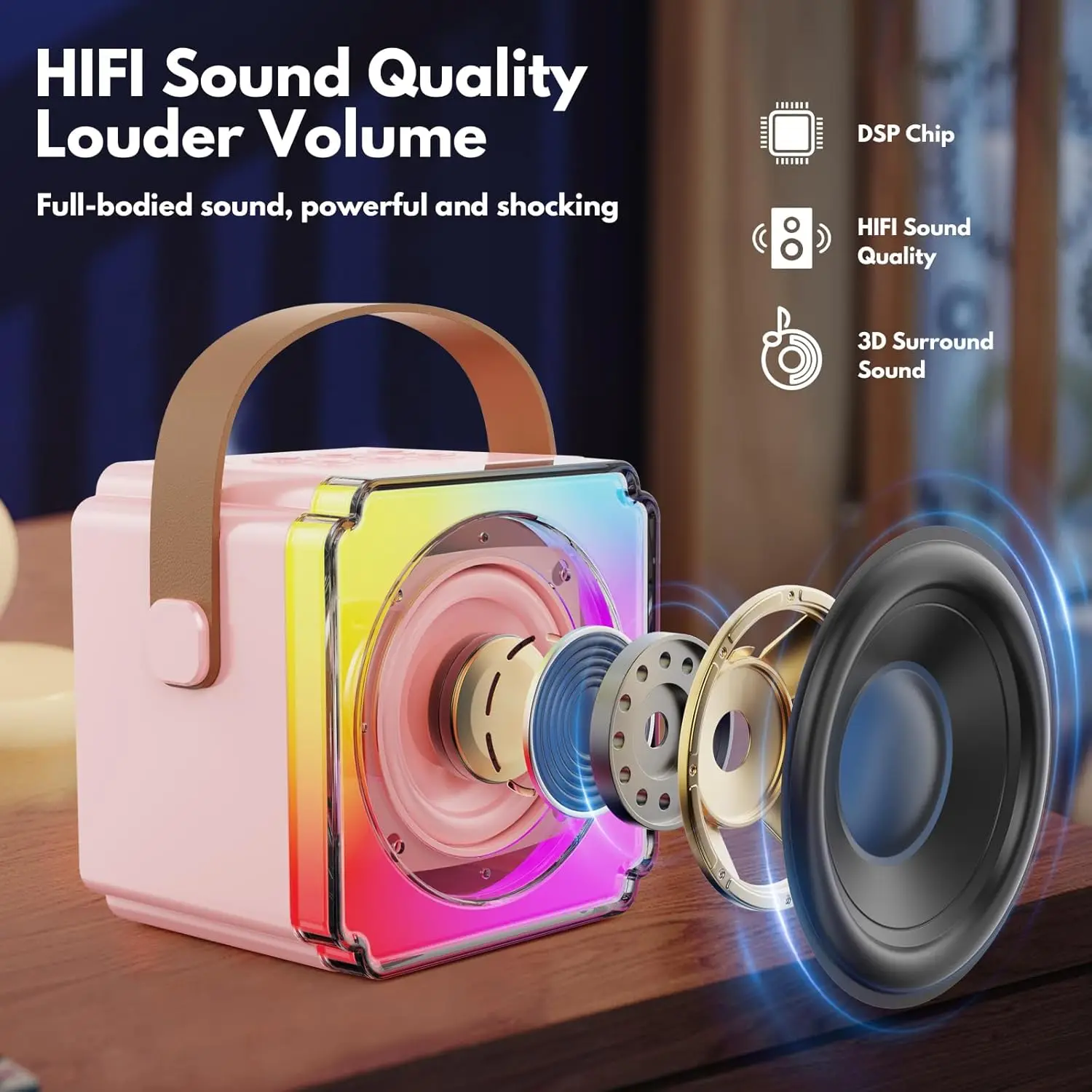 Macchina per karaoke per bambini Altoparlante Bluetooth portatile con microfoni wireless Regali per feste di famiglia di compleanno per ragazze e ragazzi