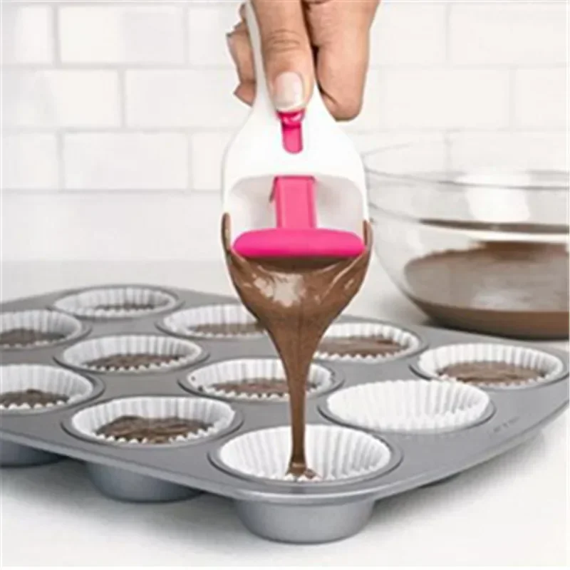

Kan Push Arbeidsbesparende Cupcake Scoop Cake Lepel Siliconen Bakken Taart Vloeibare Chocolade Saus Beslag Maatlepel