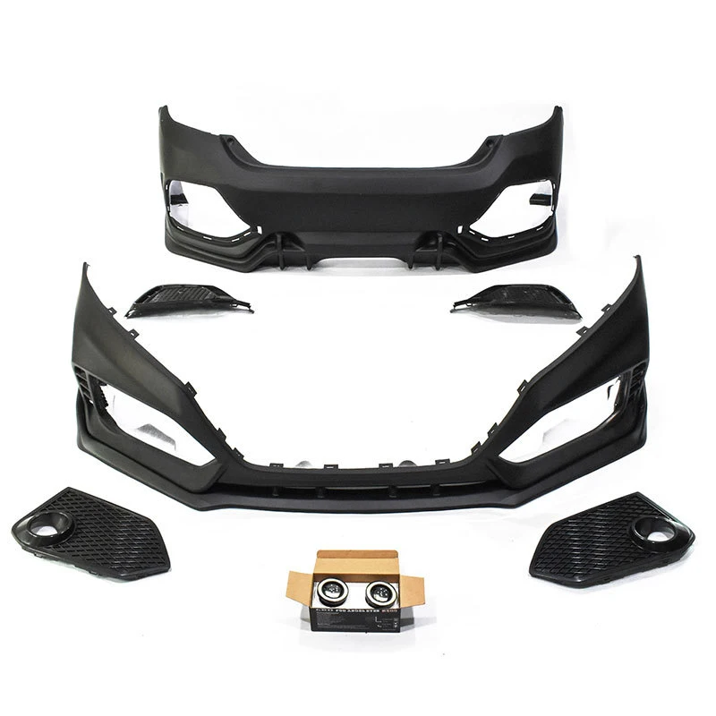 

Подходит для модификации кузова Honda Civic 10-го поколения (2016-2019) с обновлением до стиля TR: задний и передний бамперы.