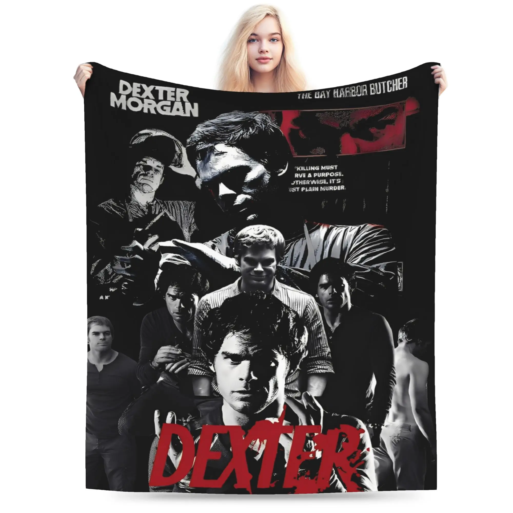 Dexter Morgan Blankets Travel Office Flannel Throw Blanket For Couch Chair Sofa Bed Soft Warm Custom DIY Quality Bedspread Gift