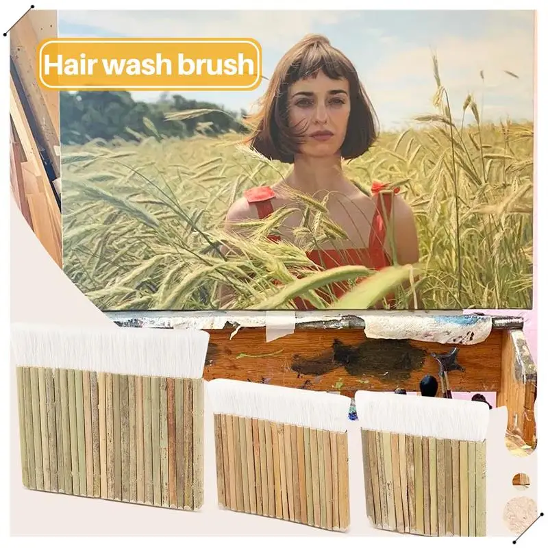 3 Size Sheep Hair Hake Brush Bamboo Handle Soft Brush Latex Paint Brush For Pottery Painting Drawing Drafting