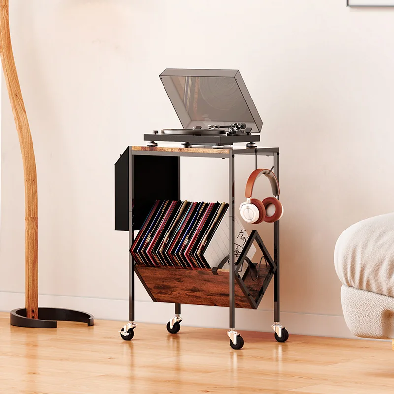 Retro Style CD Storage Rack Carbon Steel Creative Living Room Small Edge, Vinyl Record Storage R Holder Simple Bookshelf