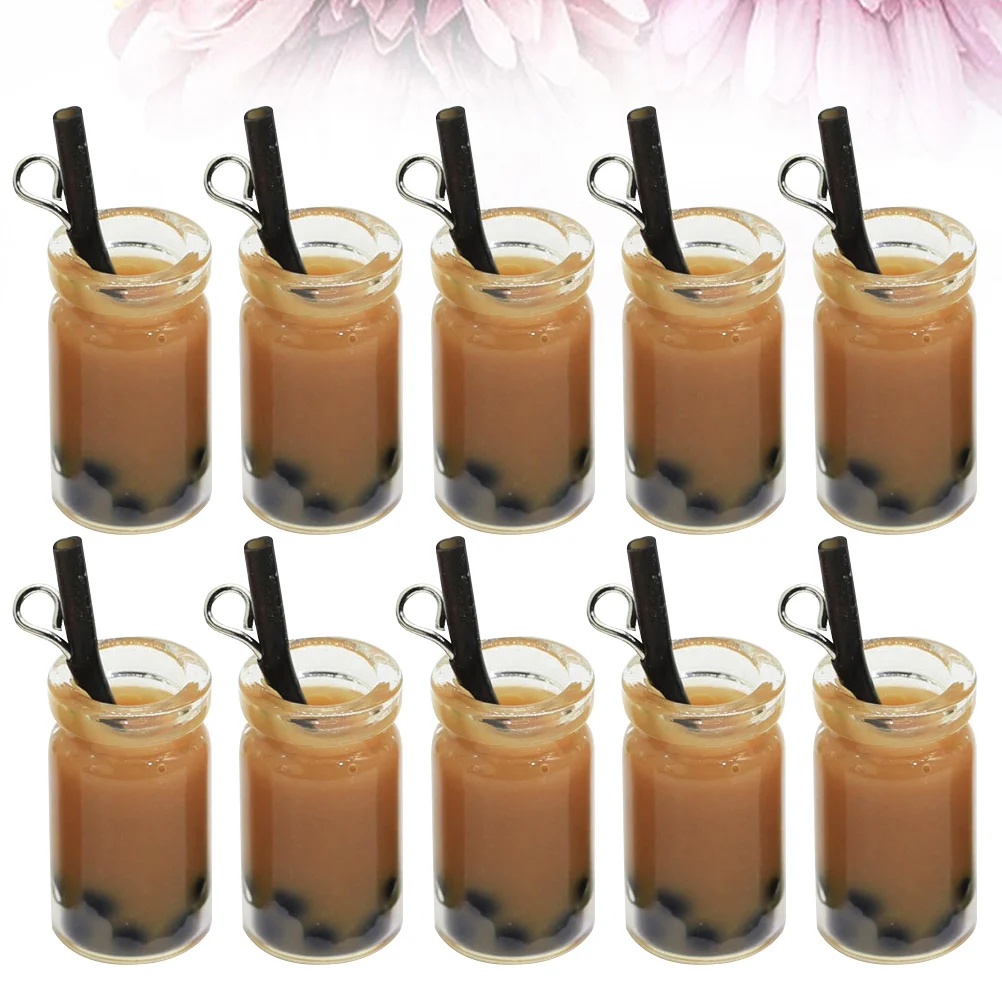 20pcs Simulation 3D Pearl Cup Pendant Resin Jewelry For Keychain Backpack Charm Diy Decor Creative Photo Props Simulated Milk