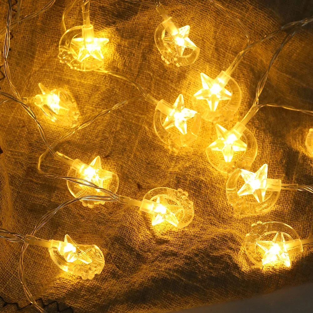 1.5m Ramadan Estrela Lua String Light Eid Mubarak Lustre Lâmpada Decoração de Parede para Casa