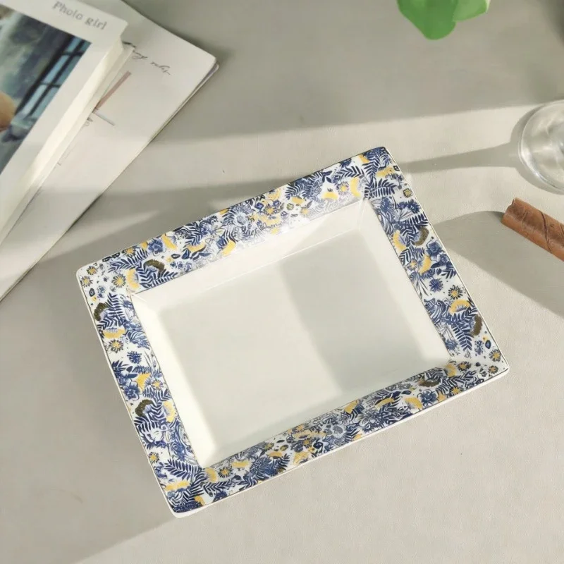 European Hydrangea Bone China Ashtray Storage Plate Home Living Room Large Ornament Ornament Gift Box