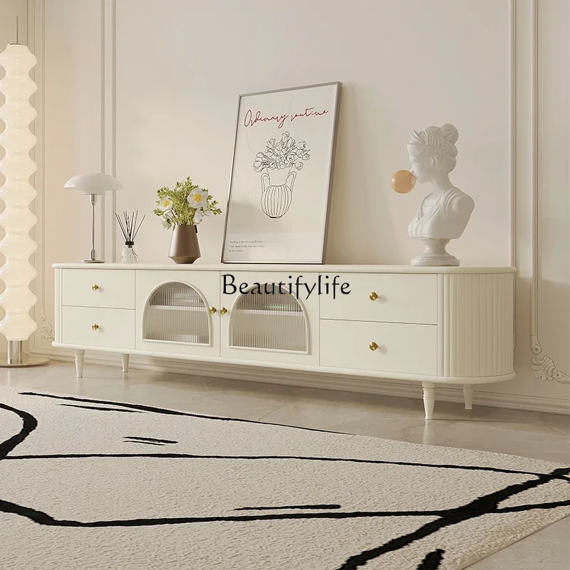 

Z.*French cream wind TV cabinet coffee table