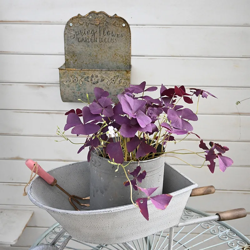 

American Country Vintage Cart Wrought Iron Flower Pot Garden Balcony Decoration Flower Vessel Wholesale Handmade Vintage