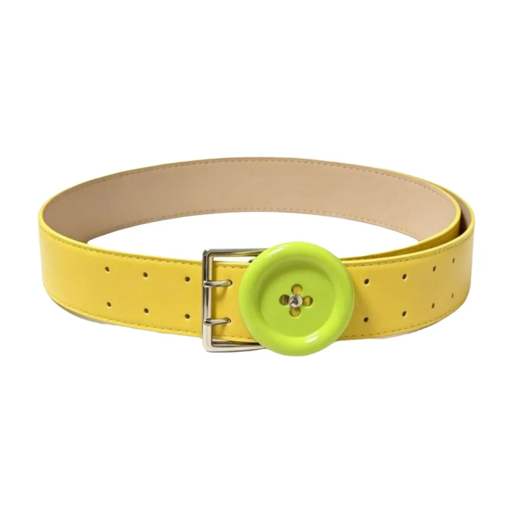 New PU Y2K Waist Belt Metal Buckle Large Button Decor Button Belt Adjustable Decorative Belt Jeans