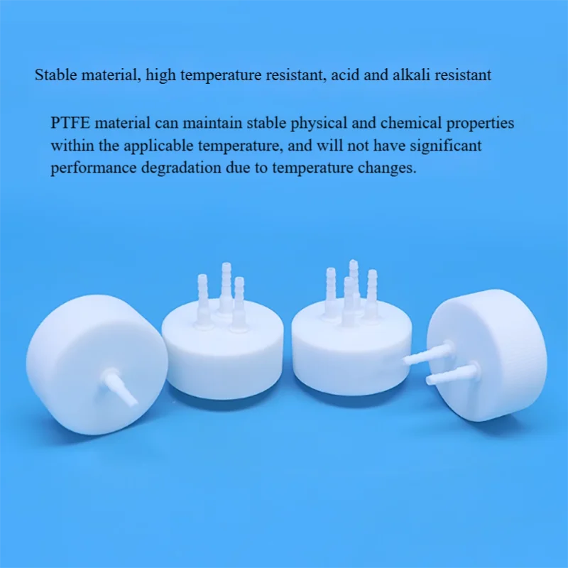 Cabeça de alimentação completa de PTFE GL45 tampa de garrafa de alimentação um furo dois furos três furos tampa de quatro furos