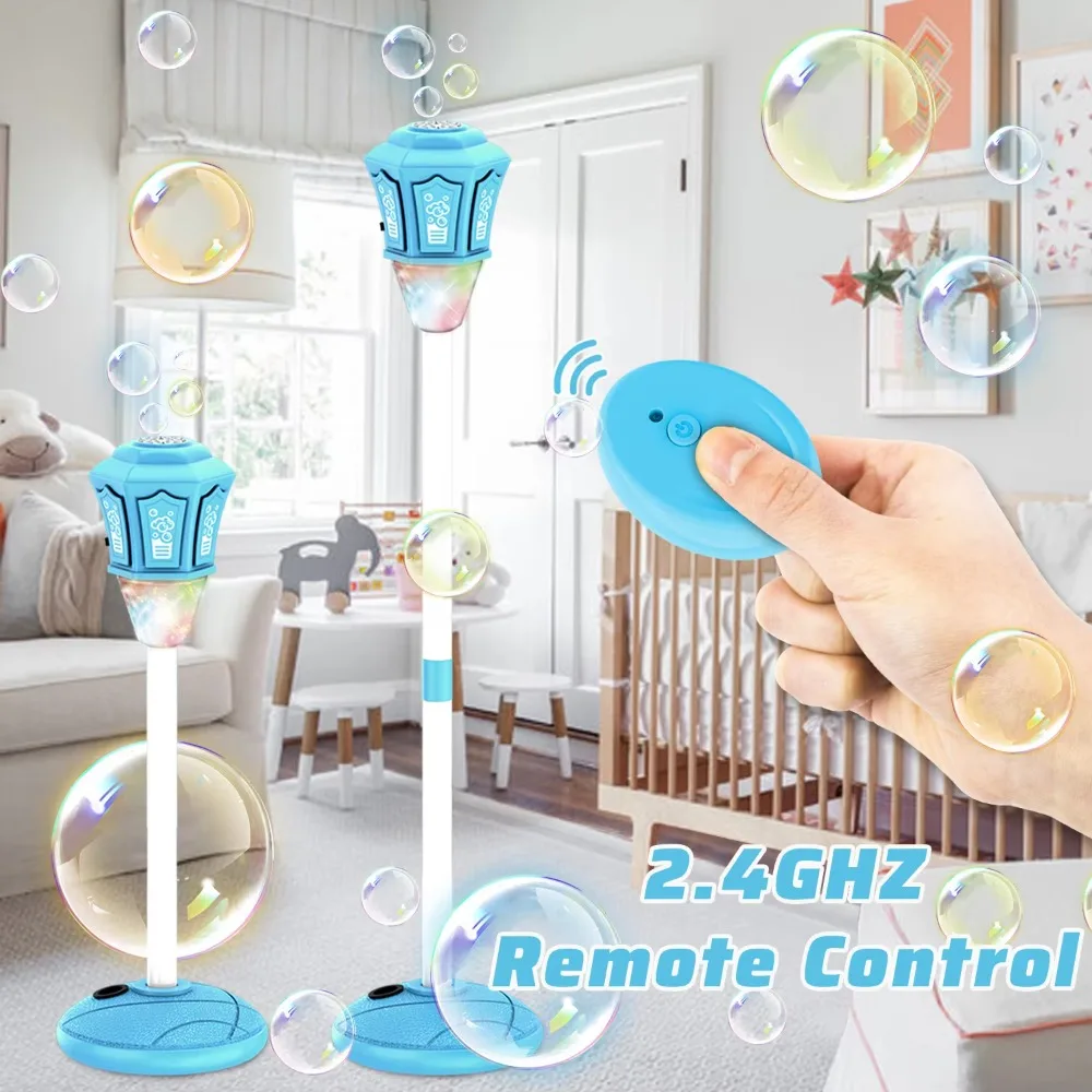 118cm 2.4GHz Remote Control Vertical Bubble Machine with Music Light Up Height Adjustable Outdoor Toy for Wedding Birthday Party