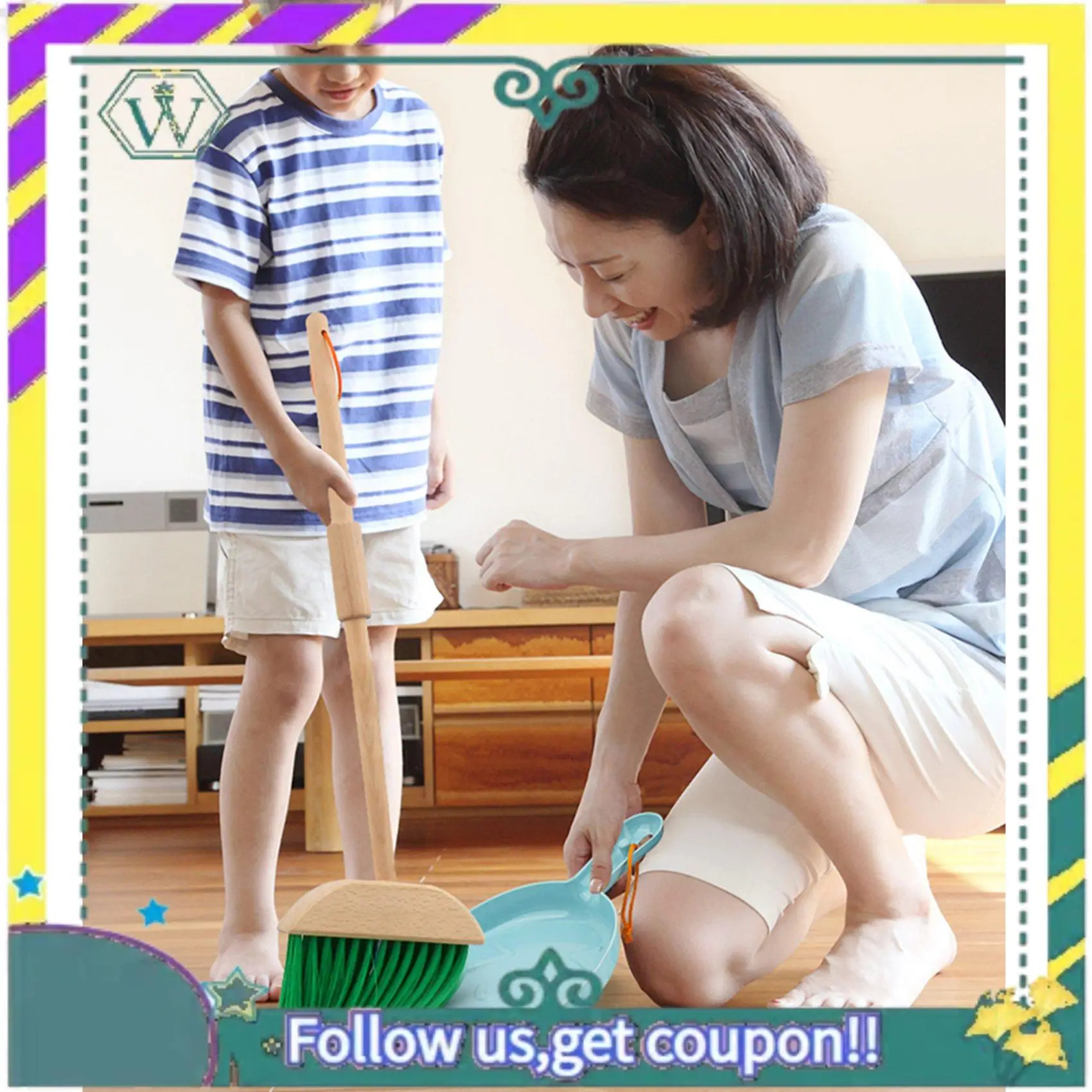 

(New) 6 Pcs Children Pretend Play Wooden Broom Mop Cleaning Tool Toys Brain-Training Toy For Kids Educational Learning Toys