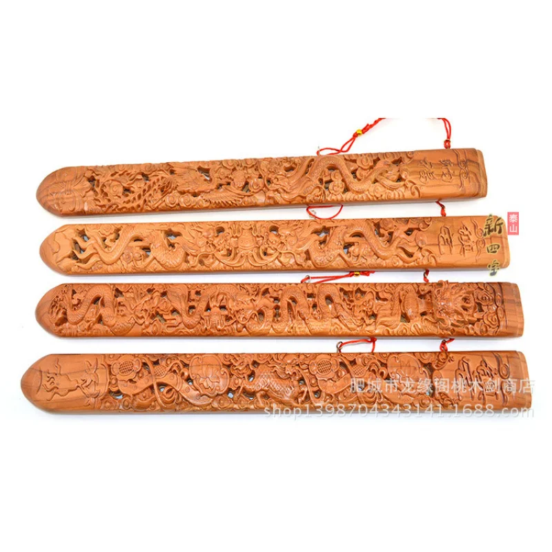 Sword Pendant Wholesale Nine Double Dragon Phoenix Peach Crafts Living Room Wood Carving
