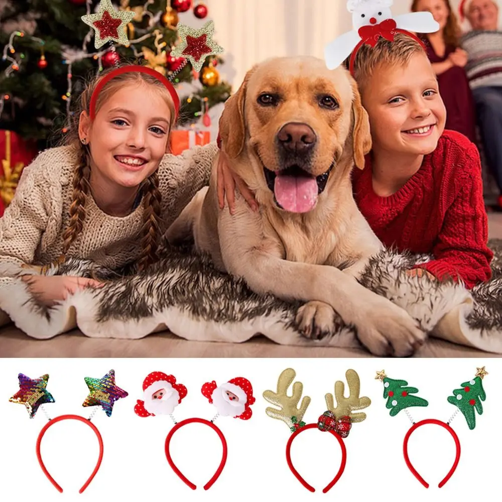 

Universal Antlers Christmas Headbands Santa Claus Lovely Reindeer Headwear Plastic Christmas Tree Xmas Hairband Masquerade