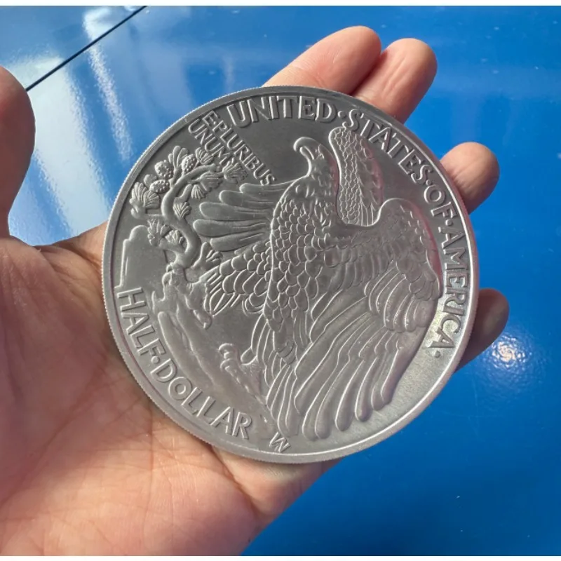Jumbo 7.3cm andando liberty meio dólar truque de magia moeda para palco de rua close-up artistas de rua mágicos e mágicos