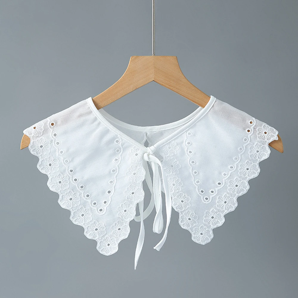 

Women Vintage Cotton Fake Collar Japanese Blouse Tops Fake Collar Girls Clothes Accessories Lace-Up Decorative Neck Cover White