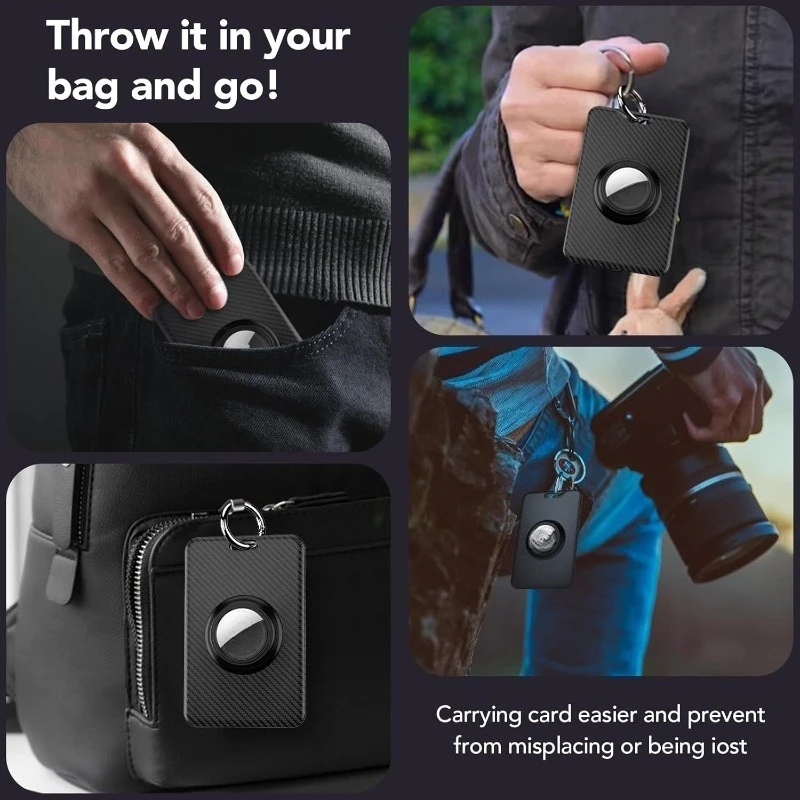 

Anti-Scratch Carbon Fiber Cover For Apple AirTag – Keychain Card Holder GPS Tracker Protective Shell！