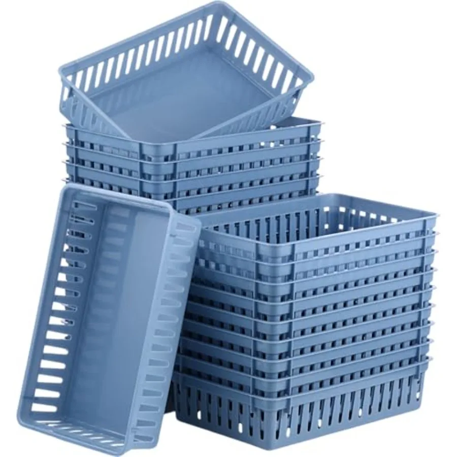 

24 Pcs Plastic Storage Baskets for Classroom Organizing Small Pantry Storage Bins Rectangular Tray for Back to School Household