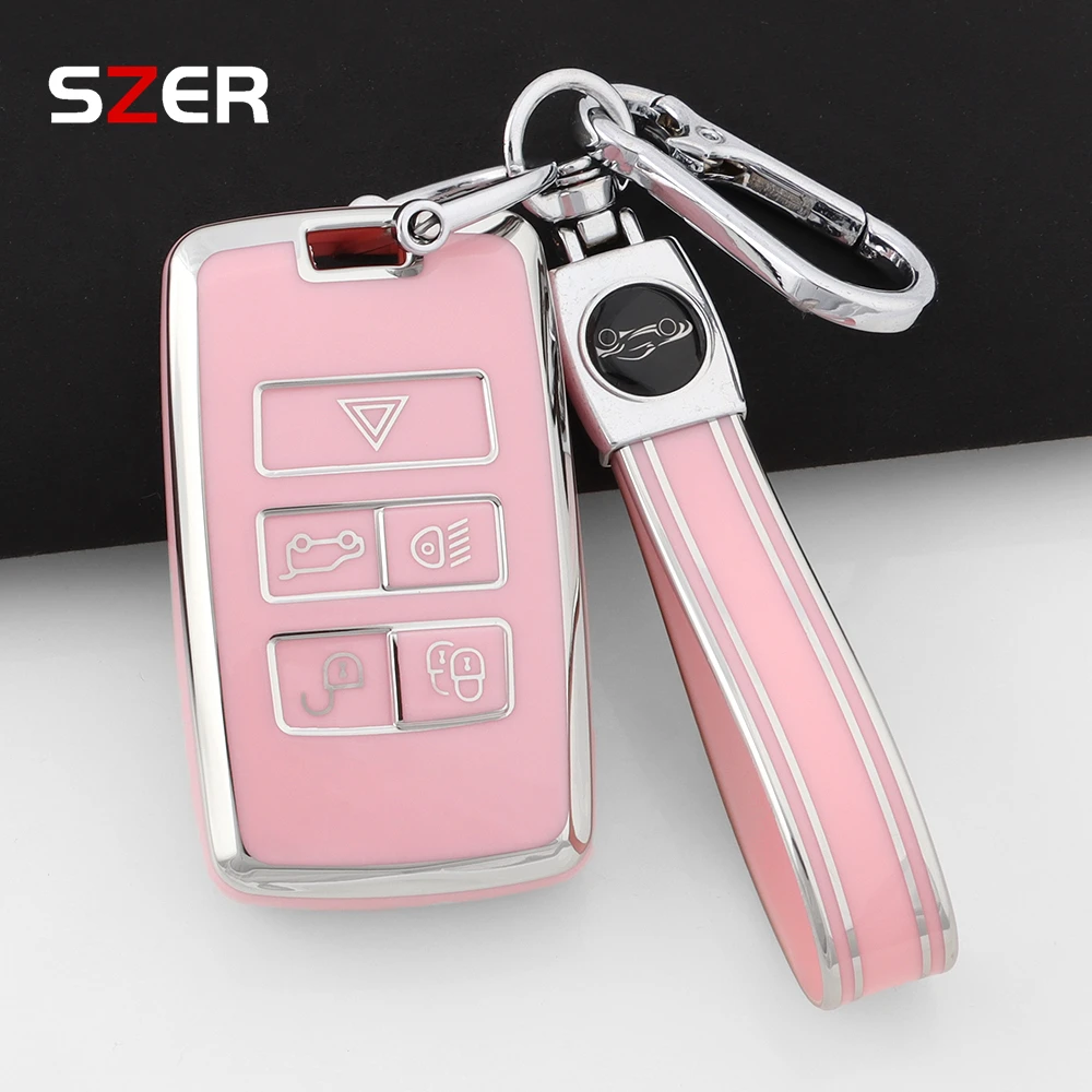 Fashion TPU Car Key Case Cover Fob Keychain Shell For Land Rover Range Rover Discovery 5 Sport 2018 For Jaguar XEL E-PACE 2019 view 4