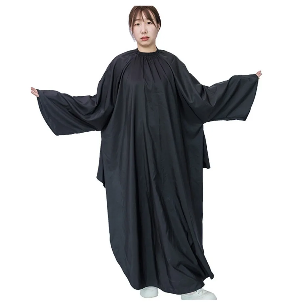 

Водонепроницаемая накидка для стрижки волос с длинными рукавами, парикмахерское пальто, фартук для стрижки, антистатическая профессиональная парикмахерская ткань для салона