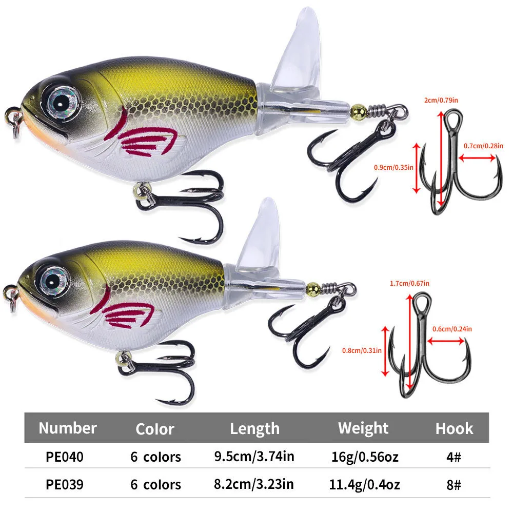 1Pcs 10g/ 14g Topwater Popper Fishing Lure Whopper Plopper Plastic Hard Bait Swimbait with Rotating Soft Tail For Bass Pike