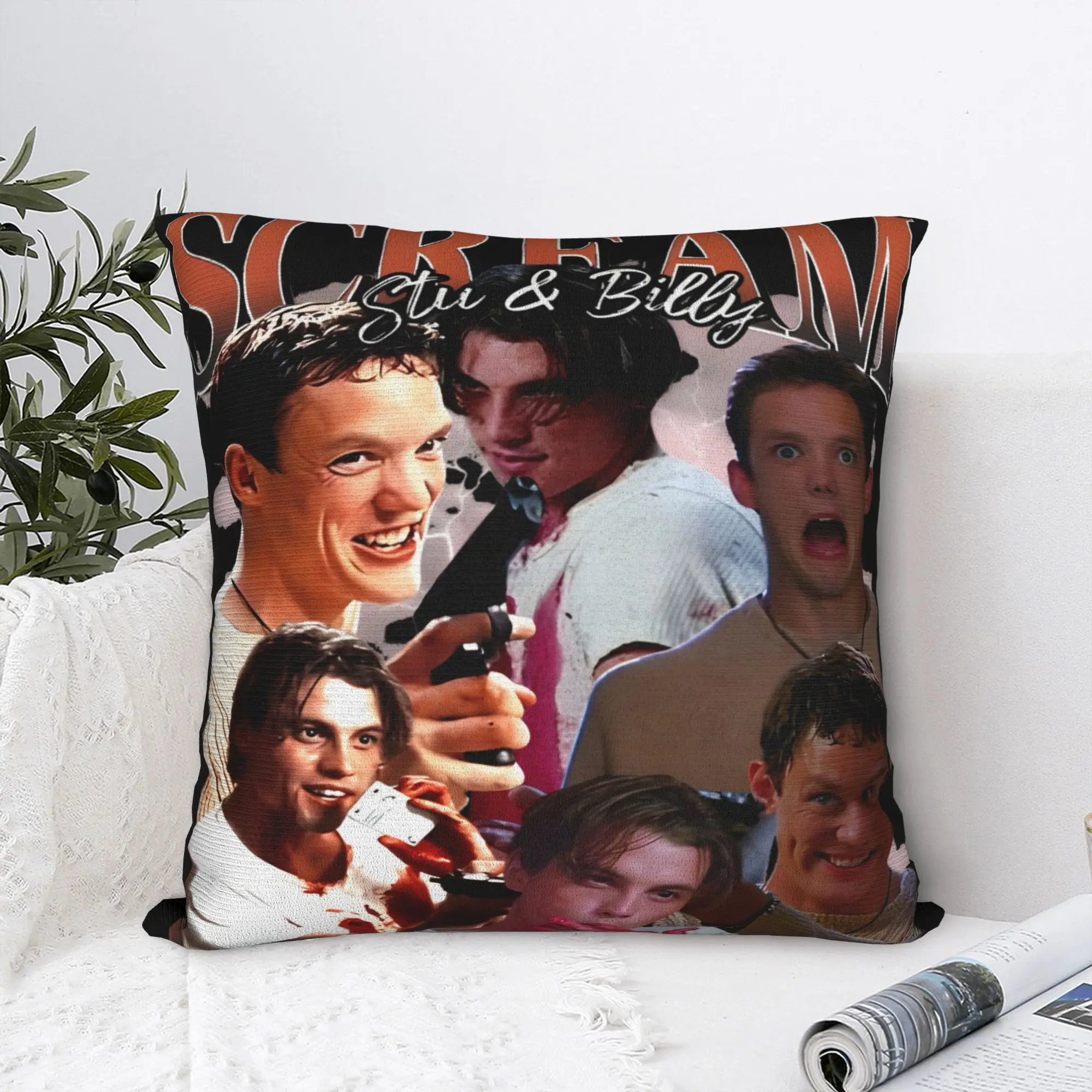 Pillow Cover Billy Loomis & Stu Macher ScreamMovie Funny Pillow Case For Living Room Bed Chair Pillowcases